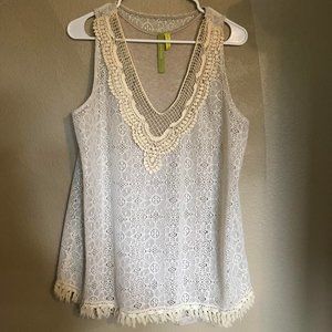 Cream Crotchet Tank Top